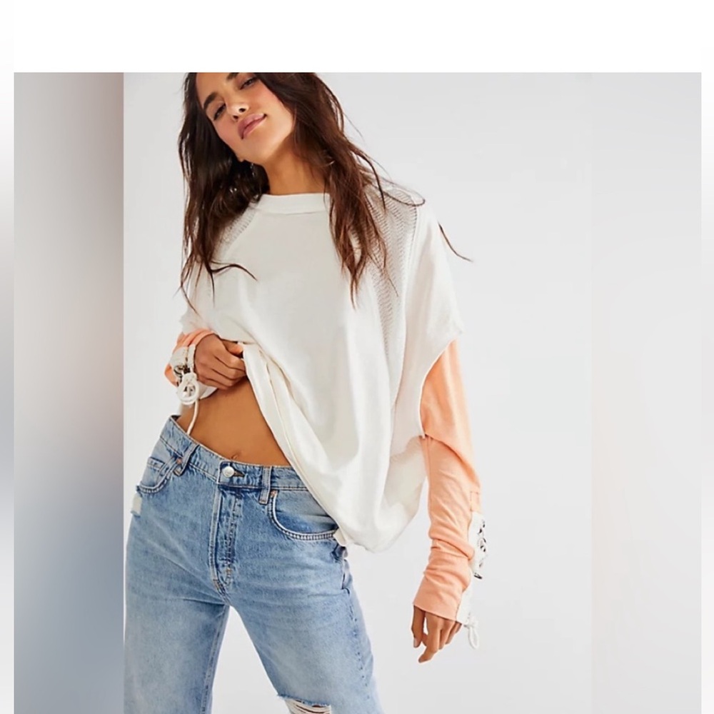 Free People Call Billie Tee Metal O Ring Long Sleeve Top